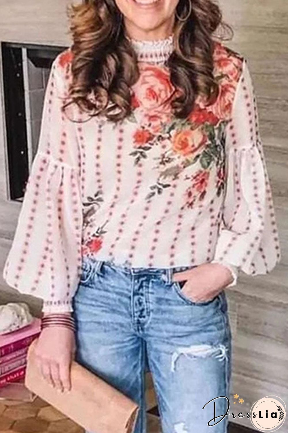 Fashion Street Print Half A Turtleneck Tops