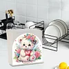 DIY Rose Bear Acrylic Diamond Painting Napkin Holder Desktop Ornaments