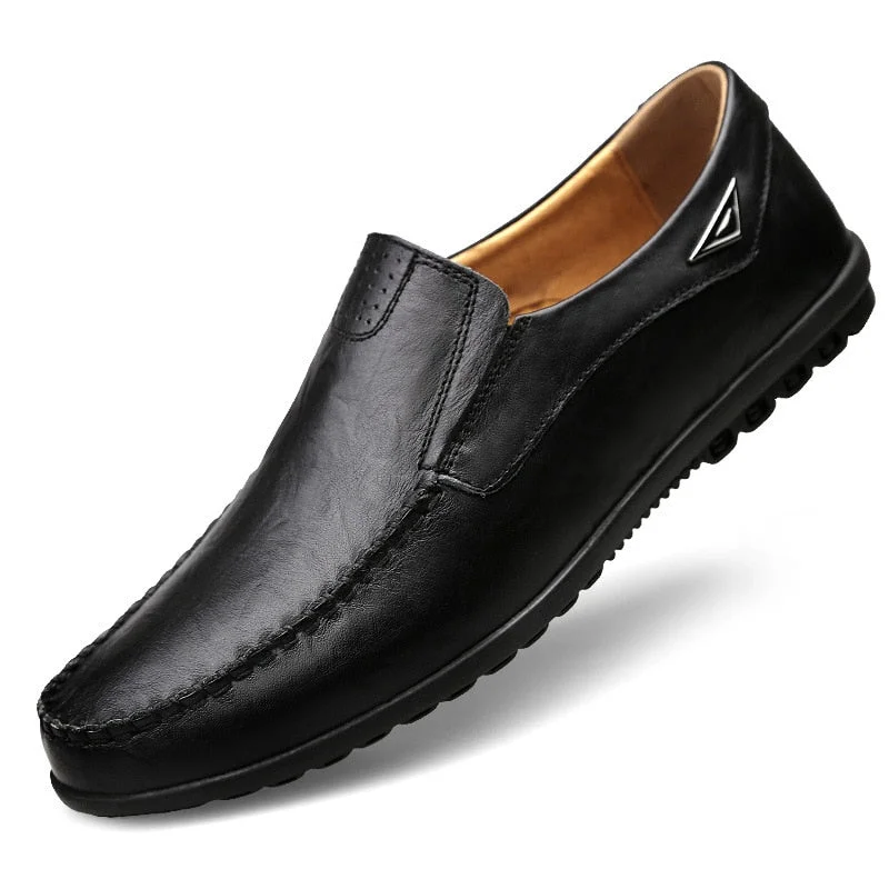 Genuine Leather Men Casual Shoes Luxury Brand 2021 Mens Loafers Moccasins Breathable Slip on Black Driving Shoes Plus Size 37-47