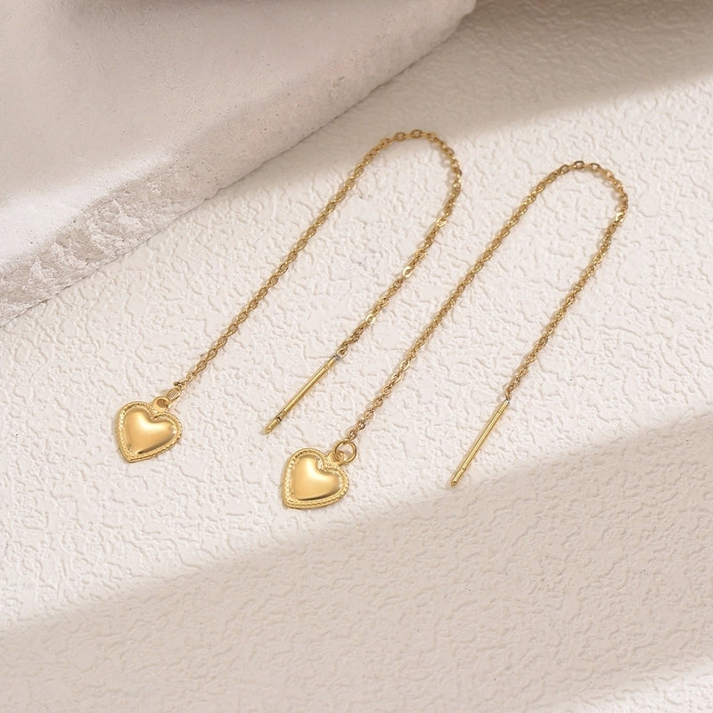 1 Pair IG Style French Style Sweet Starfish Heart Shape Flower 201 Stainless Steel Ear Line