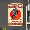 NEVER UNDERESTIMATE AN OLD MAN WITH A HOCKEY STICK - Metal Tin Signs(8*12Inch/12*16Inch)