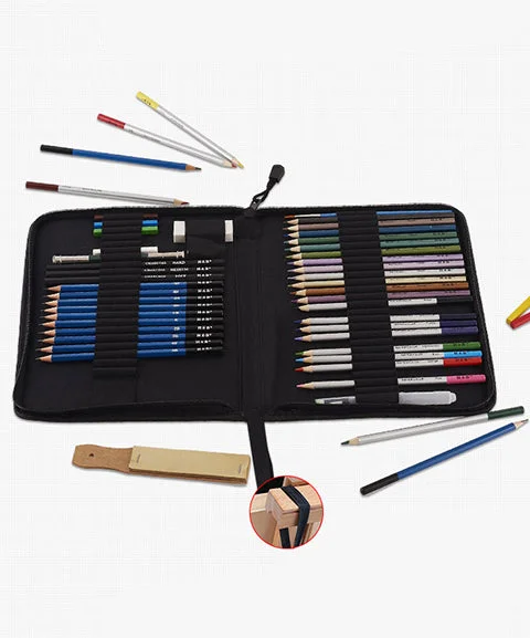 51 Pcs Professional Colored And Sketch Pencils Kit-Himinee.com
