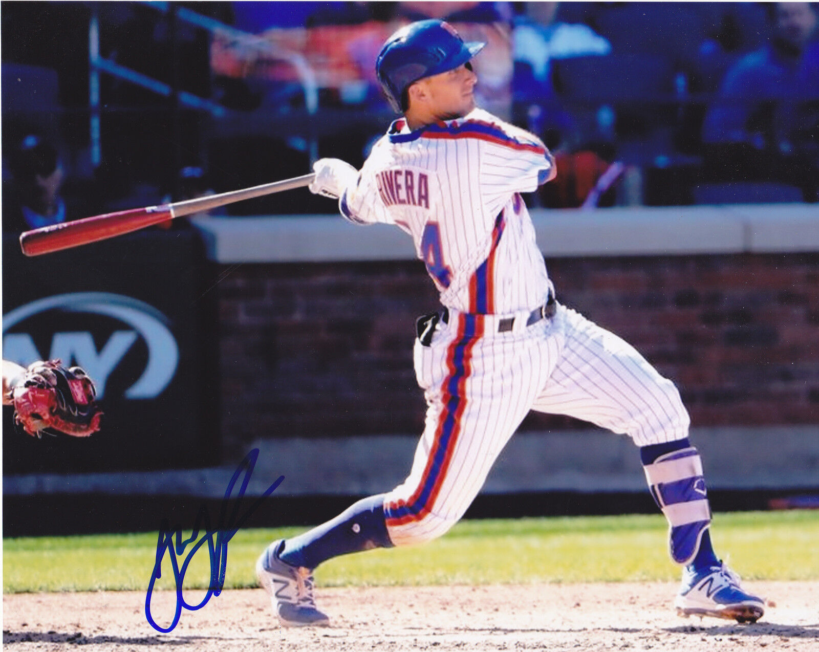 T.J. RIVERA NEW YORK METS ACTION SIGNED 8x10