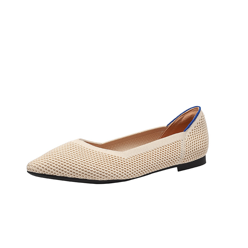 Karastik funky womens shoes 2025 Flat Shoes Women's Spring Summer Knitting Fly Line Luxury Shoes Pointed Flat Single Shoes Fashionable Breathable Non-slip