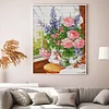 [Limited stock-Cross Stitch]Flowers On Windowsill-Full Embroidery 2 Strands 14CT Stamped Cross Stitch-35*47CM