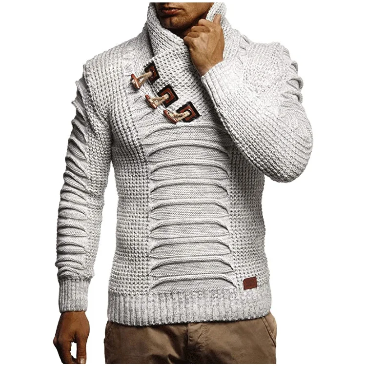 Casual Solid Knitted Sweater Men Full Sleeve Slim Turtleneck Pullover Men Oversized Knitwear