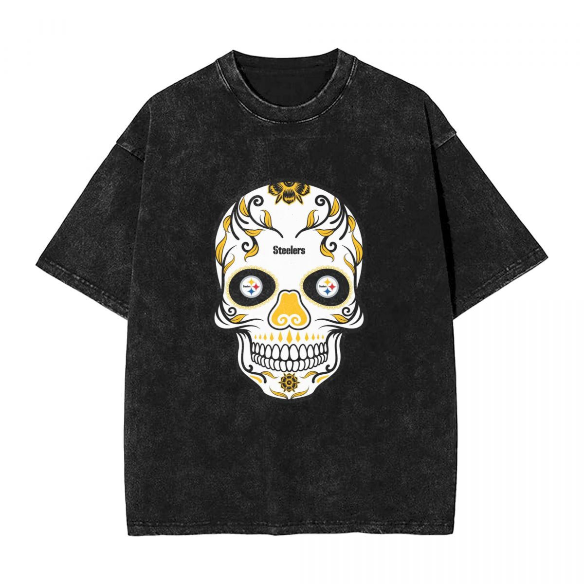 Pittsburgh Steelers Skull Vintage Oversized T-Shirt Men's
