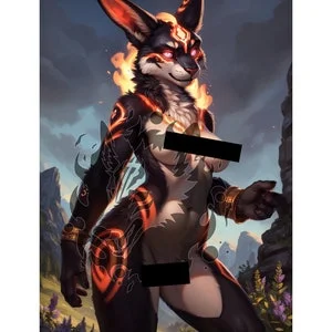 Pornhint Fiery Rabbit Girl Image Digital Download HD Image Unique Concept Art of Unique Furry Fandom Mature Content NSFW NSFW