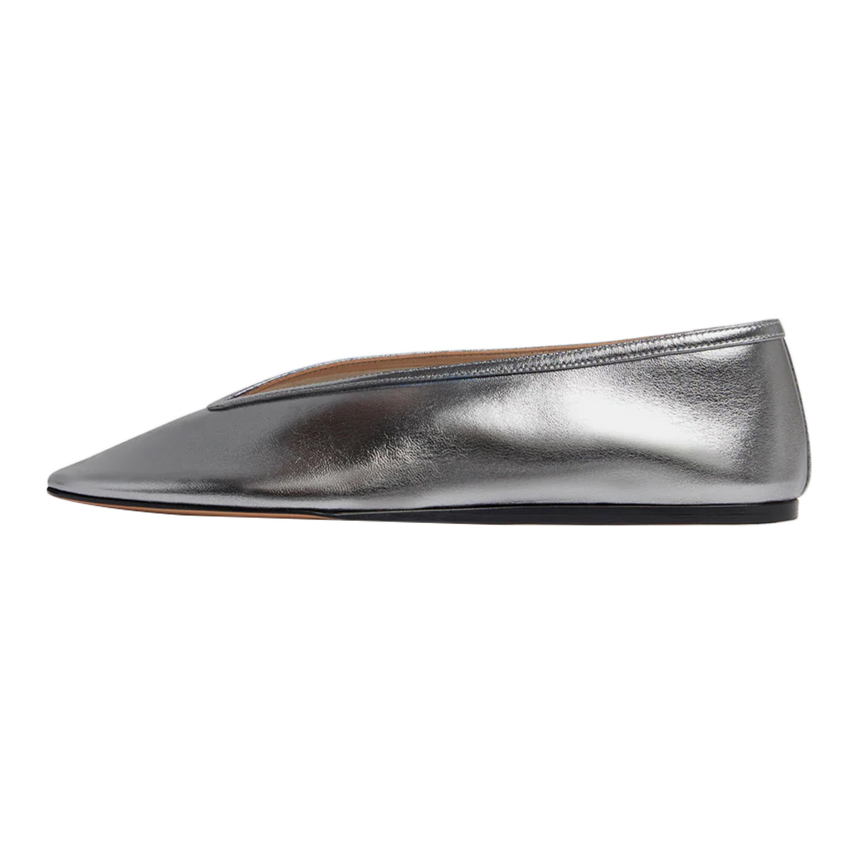 Silver Metallic Finish Slip-On Round Toe Flat Shoes Women Nicepairs