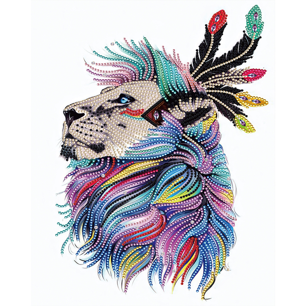 Feather And Lion 30*40CM(Canvas) Special Shaped Drill Diamond Painting gbfke