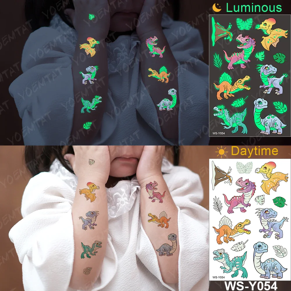 Sdrawing Temporary Tattoo Sticker Glowing Panda Fox Tiger Cute Animal Luminous Children Tatoo Kid Body Arm Glitter Fake Tatto