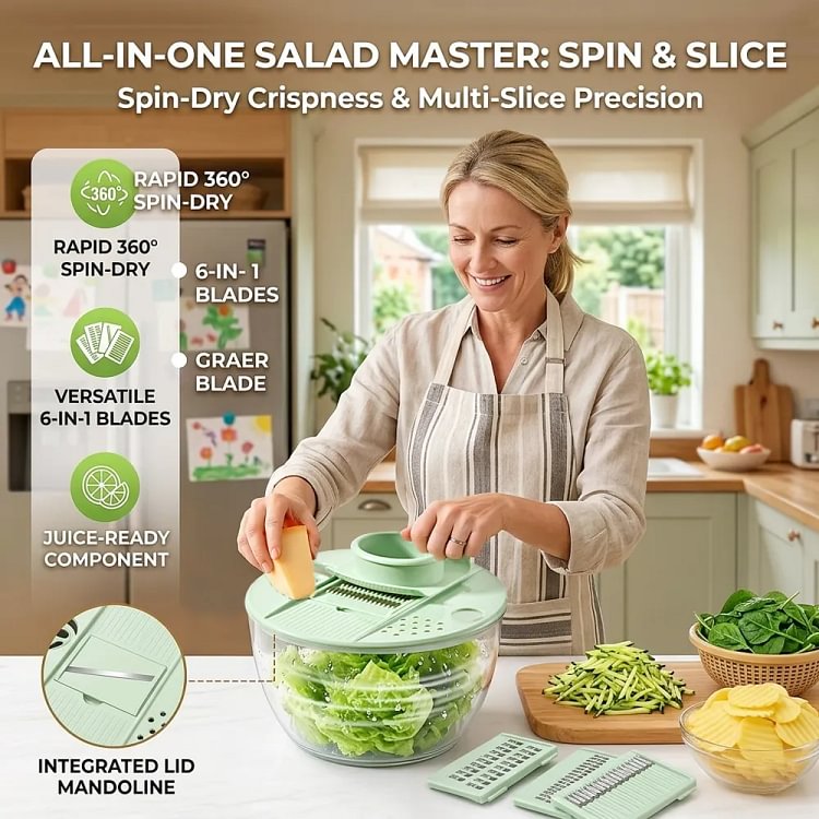 Salad Spinner Chopper Large &ndash; 6-Blade Multifunction Kitchen Tool 🥗✨