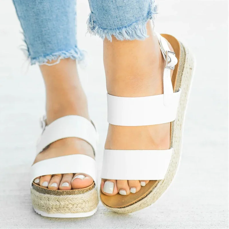 Breakj Women Sandals 2019 Platform Sandals Wedges Shoes Ladies Peep Toe Gladiator Sandalias Mujer Summer Shoes Linen Wedge Heel Sandals