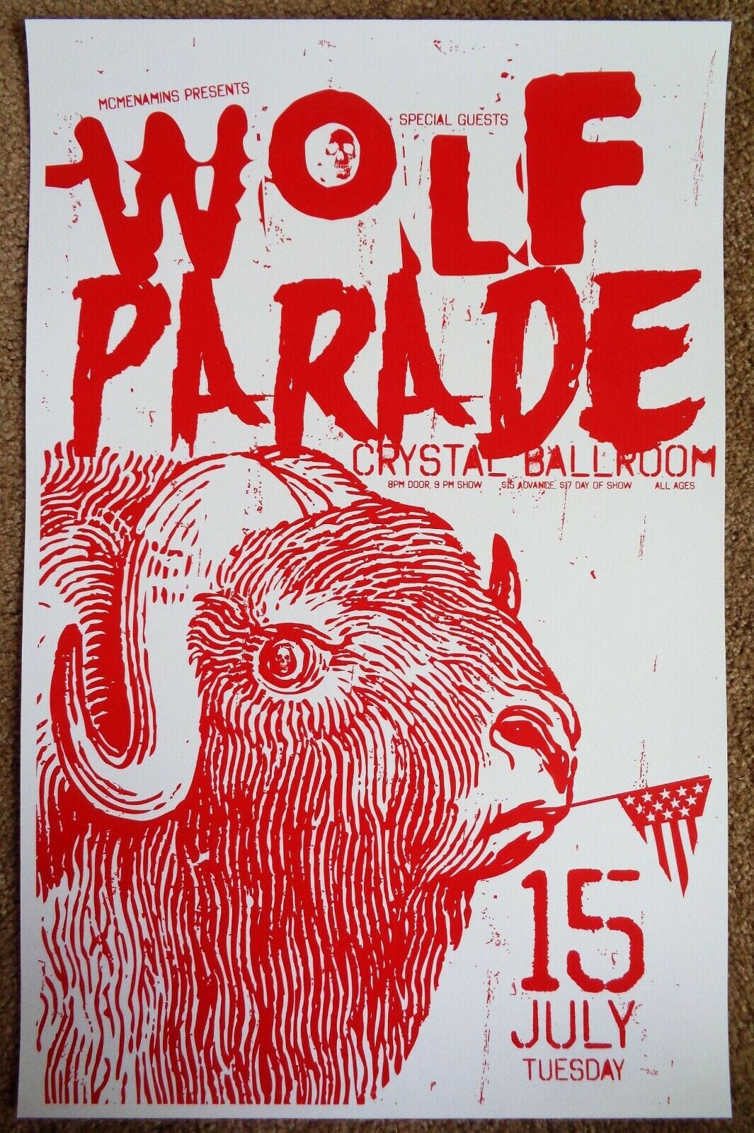 WOLF PARADE 2008 Gig POSTER Portland Oregon Concert