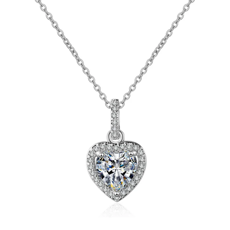 Zircon Necklace Women's Heart Shaped Full Diamond Short Clavicle Chain