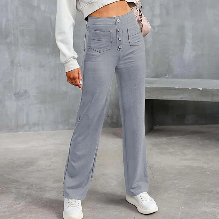 High-waisted Elastic Casual Trousers