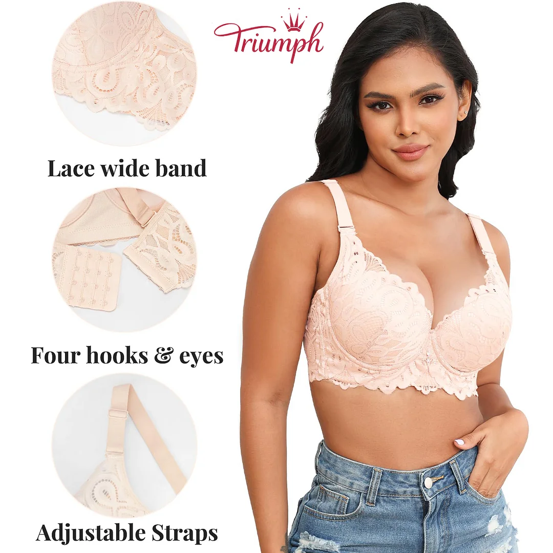 TRIUMPH💝 Čipkasti push-up grudnjak Ženski grudnjak veće veličine sa žicama