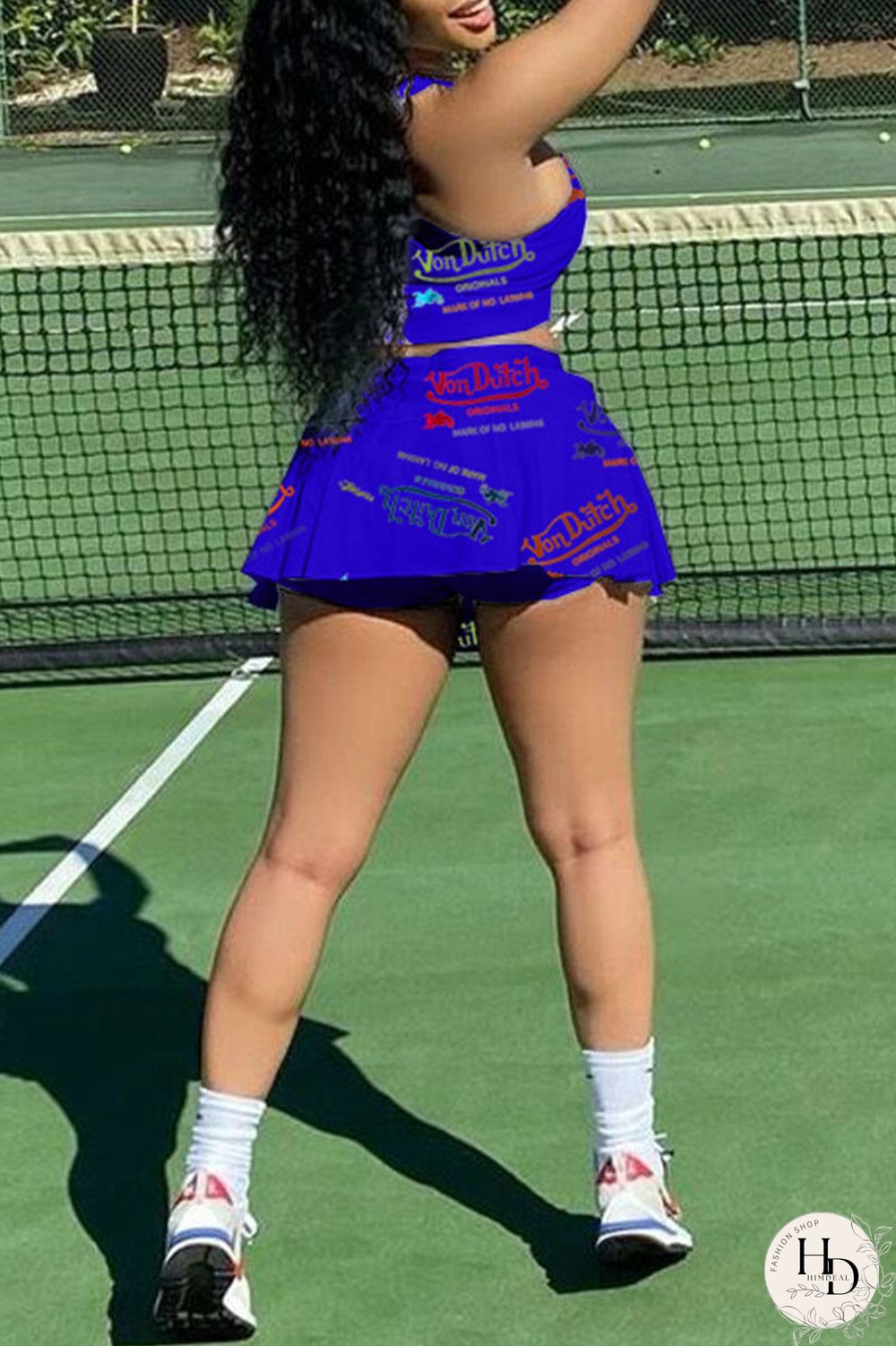 White Casual Letter Print Patchwork U Neck Sleeveless Two Pieces