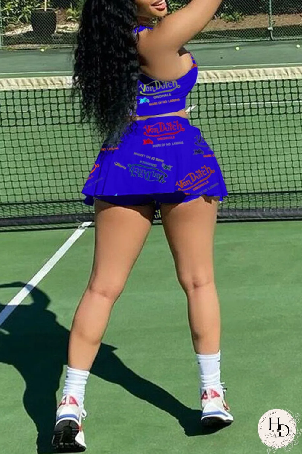 White Casual Letter Print Patchwork U Neck Sleeveless Two Pieces