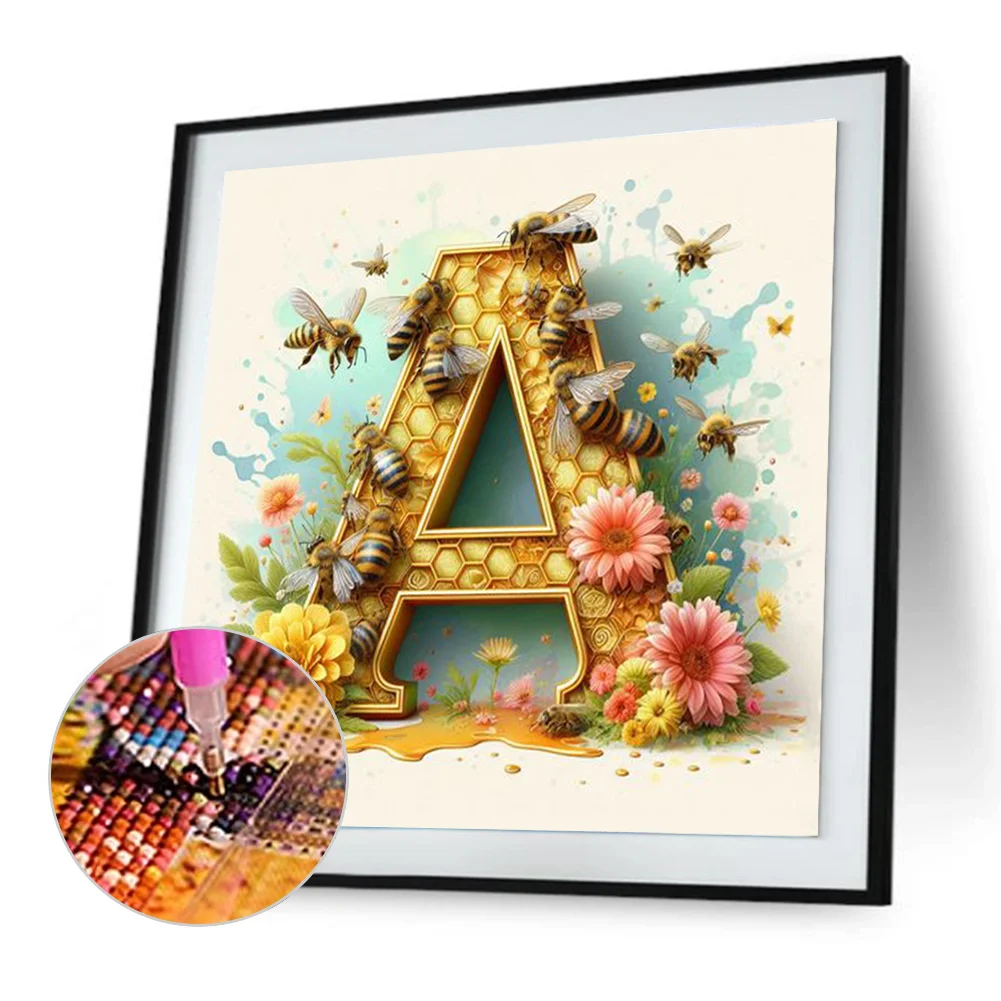 Full Round Diamond Painting 30*30cm - Bee Letter A