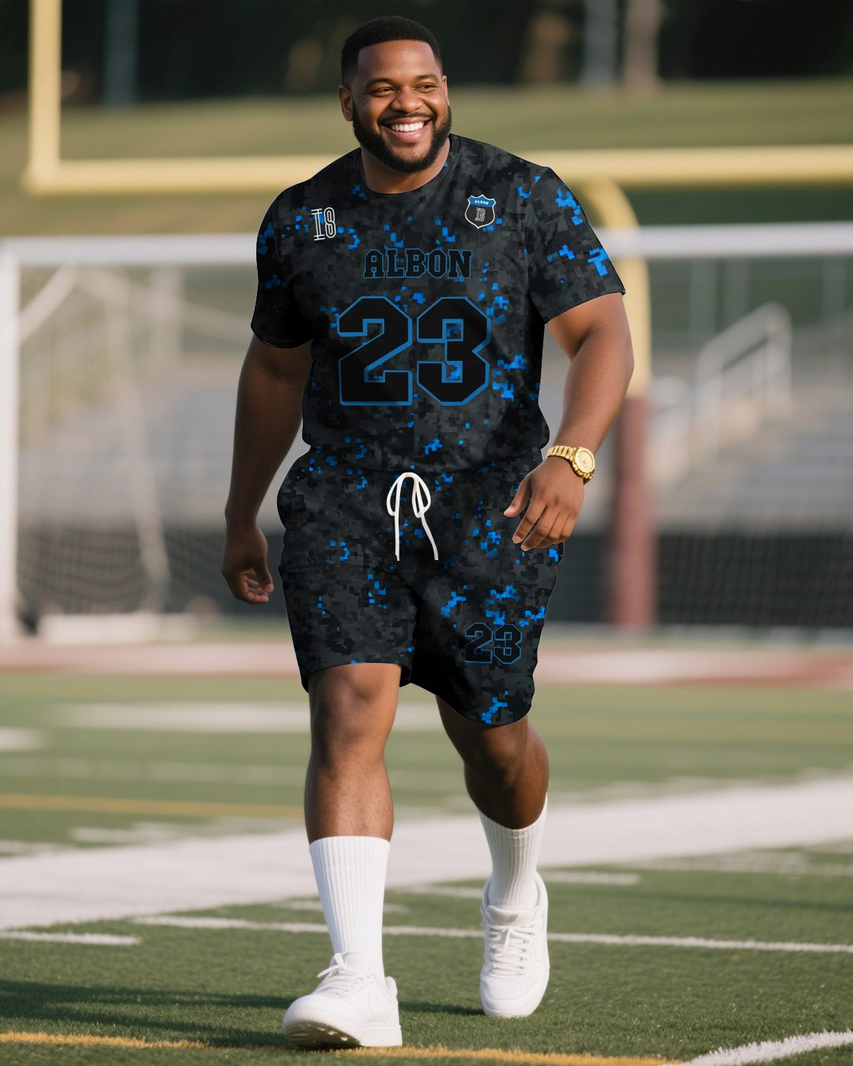 Men's Plus Size Alex Albon Williams F1 Camo Football Jersey T-Shirt Shorts Suit