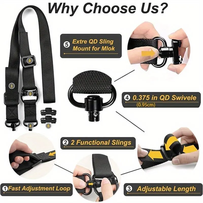 2-Point Sling Set with Fast Adjust Mount Straps and QD Swivels