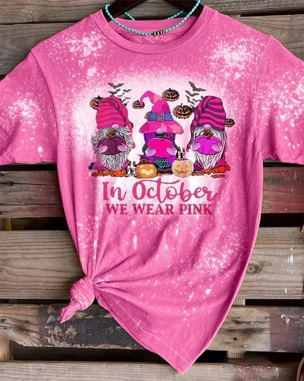 In October We Wear Pink Pumpkins Print T-shirt