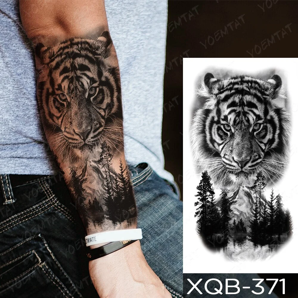 Sdrawing Temporary Tattoo Sticker Old School Lion Wolf Flash Tatto Triangle Geometry Body Art Arm Fake Tatoo Men Women