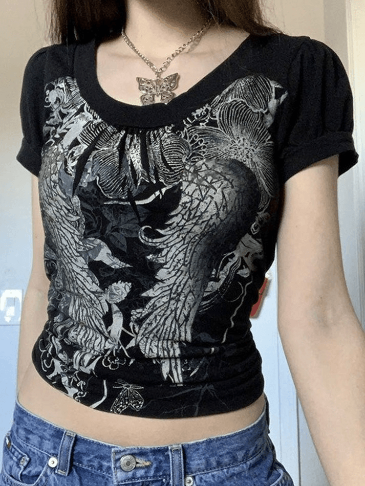 Vintage Printed Crop Top