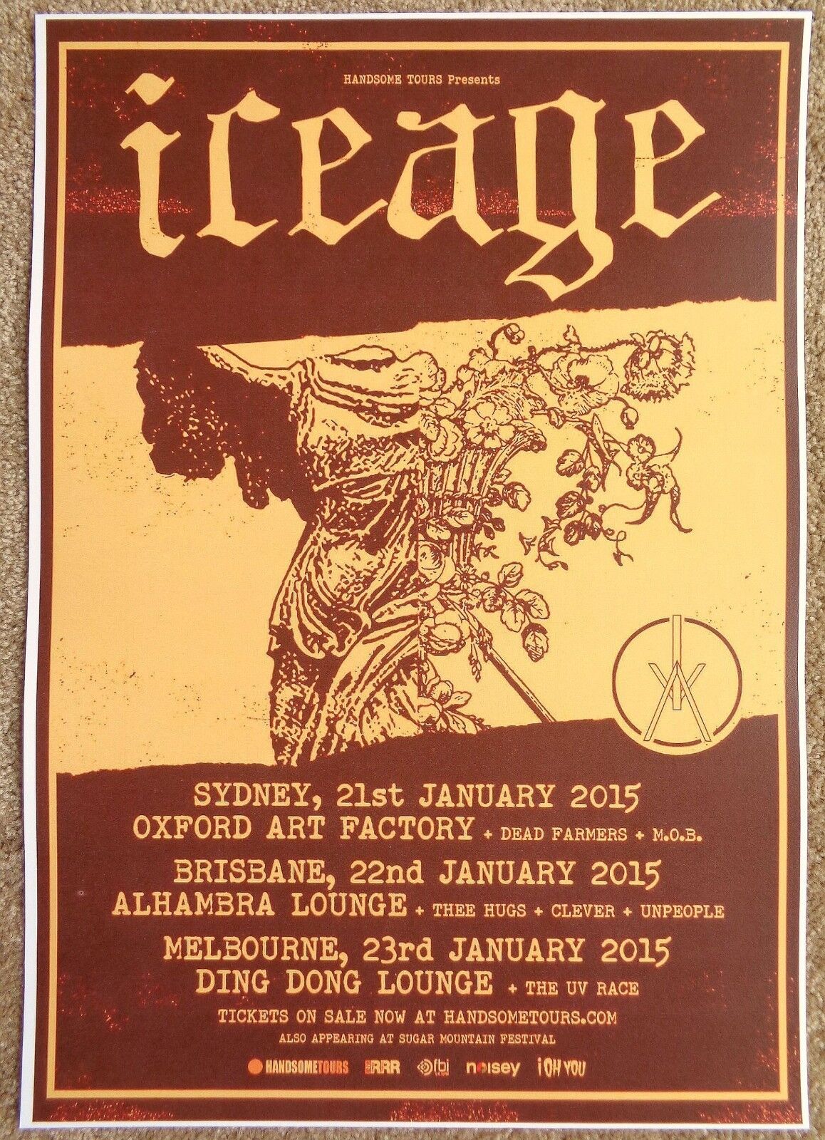 ICEAGE 2015 Tour POSTER Australia Gig Concert