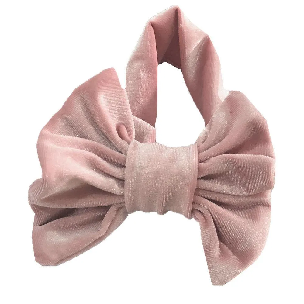 2019 Brand New Baby Toddler Kids Girls Bow Hairband Velvet Turban Knot Cotton Headband Solid Candy Color Headwear Gift 3M-12T