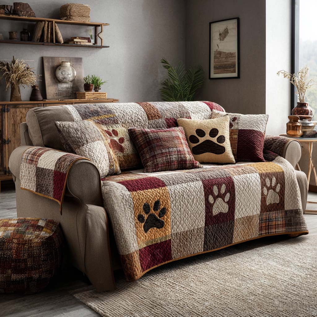 Cozy Paws Quilted Sofa Cover NCU0NT11187 everthome