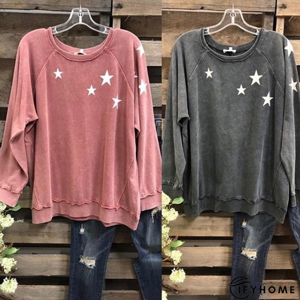 Naked Pink Star Cotton-Blend Printed Long Sleeve Sweatshirt | IFYHOME