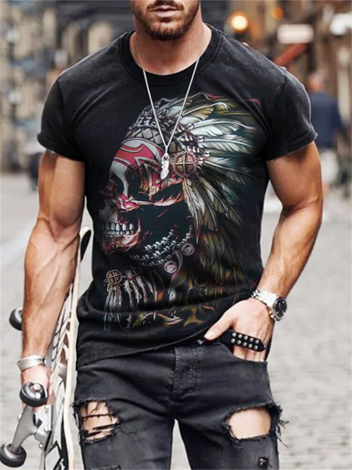 Round Neck Casual Wear Summer New Men's Tops Short-sleeved T-shirt Novelty Pattern 3D Digital Printing-Mixcun
