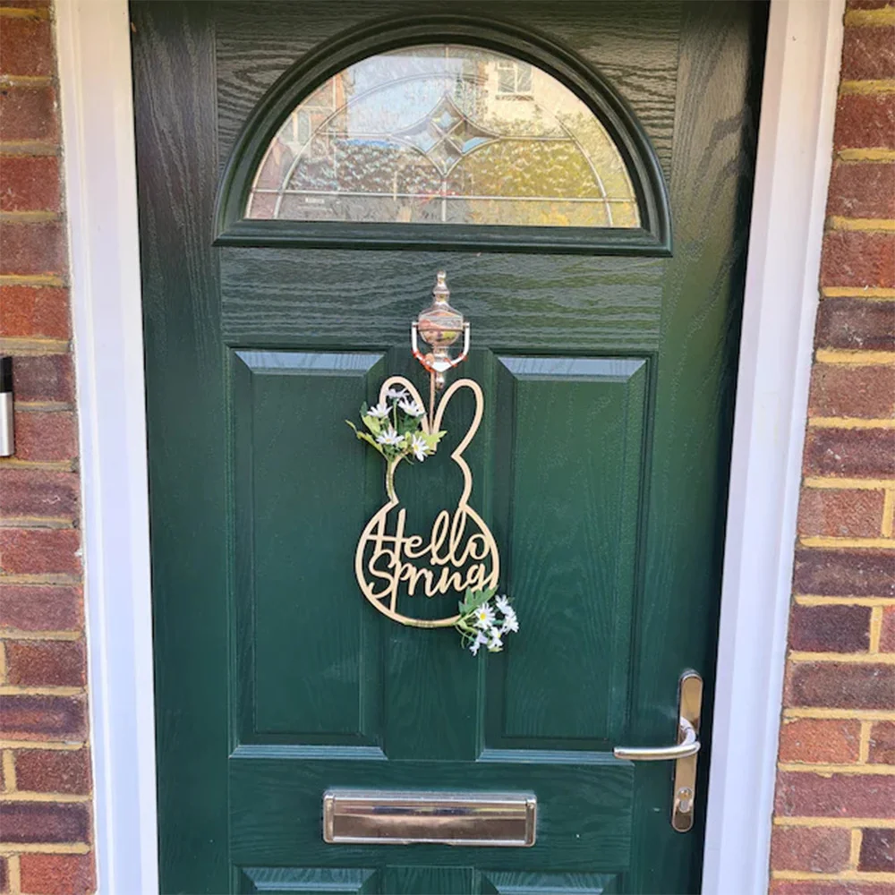 Cute Wooden Rabbit Garland Indoor Home Decoration Easter Gift