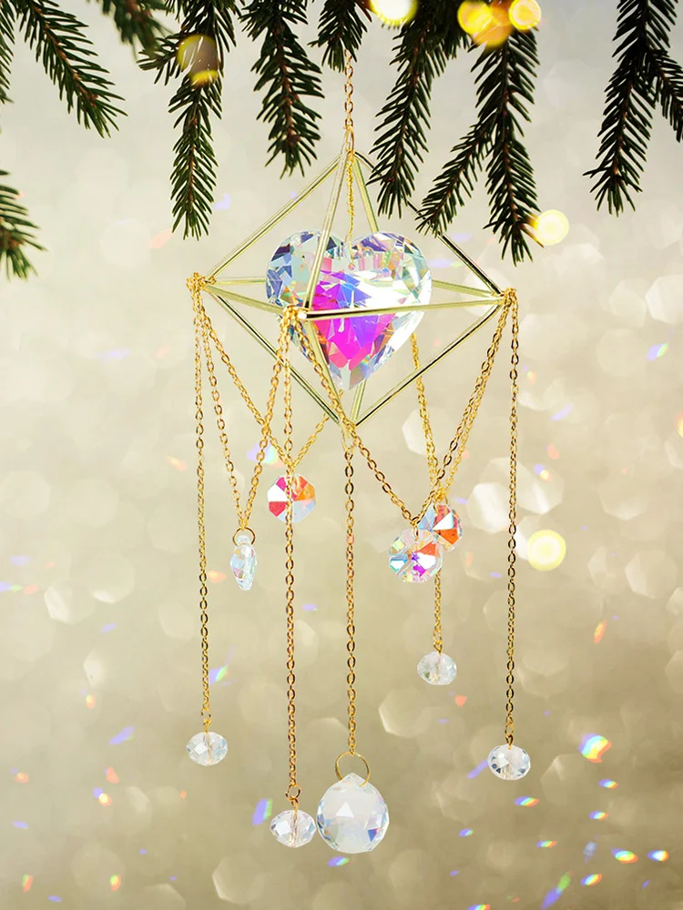 Crystal  Love Heart Hanging Metal Pendant Home Garden Car Decor