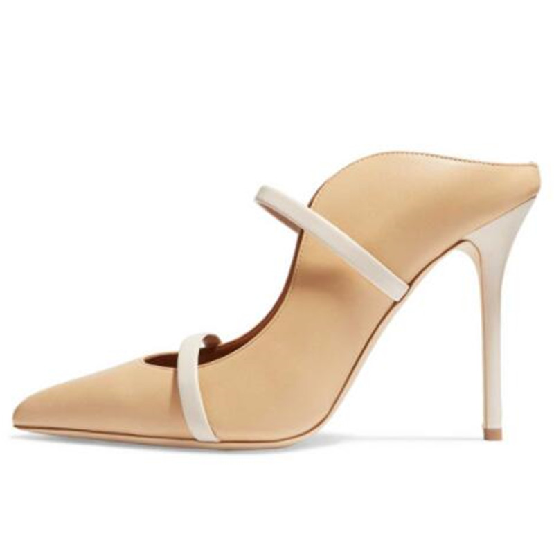 TAAFO Women's Shoes High Heels Show Banquet Shoes Exposed Heel Pointed Toe Pumps