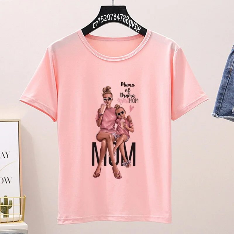 Family Matching Mam and Me Pink T-shirt Mother Daughter Tshirt Mommy And Me Shirt Set Vacation Shirt Set Mother's Day Drop Ship