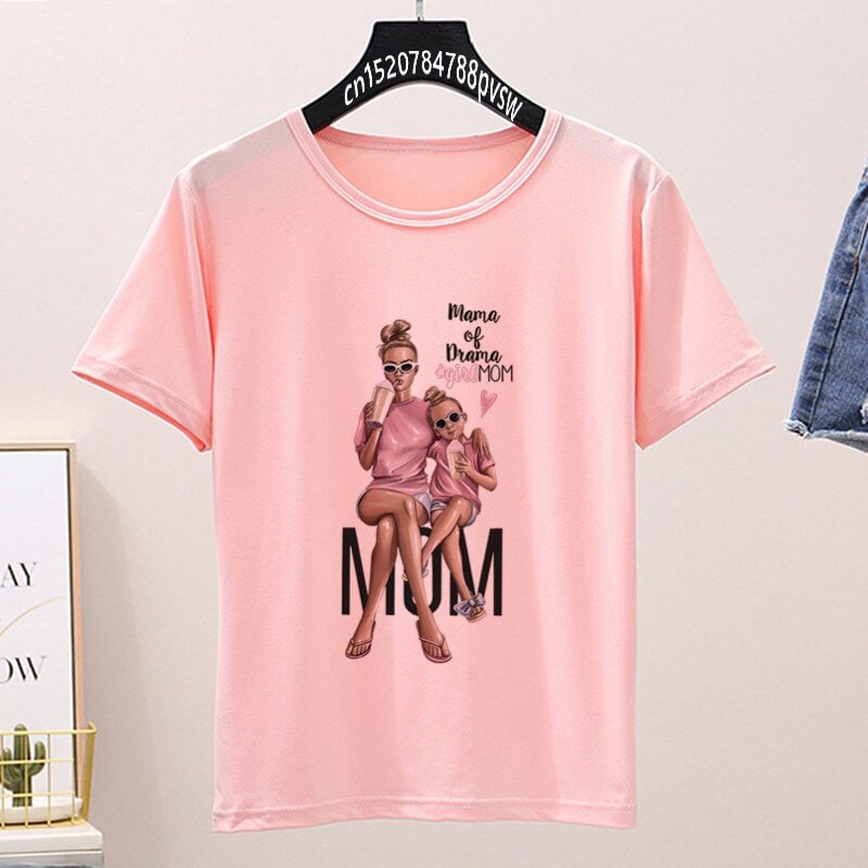 Family Matching Mam and Me Pink T-shirt Mother Daughter Tshirt Mommy And Me Shirt Set Vacation Shirt Set Mother's Day Drop Ship