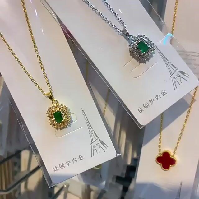 Emerald T Zirconia Gold Plated Necklace