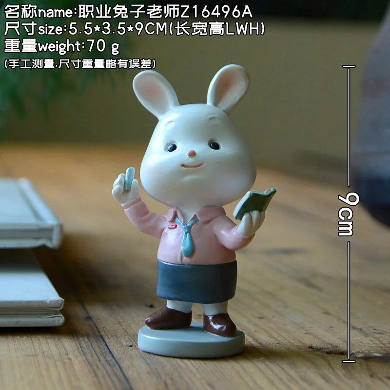 Creative Professional Bunny Ornament Rabbit Figurine Office Decoration Lovely Girl Gift Doll for Kids