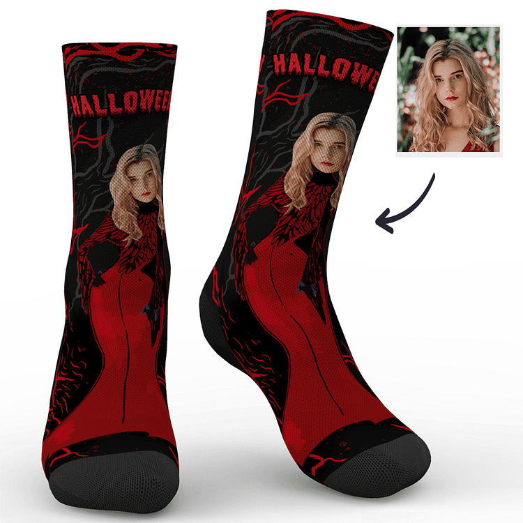 Custom Halloween Vampire Miss Photo Socks