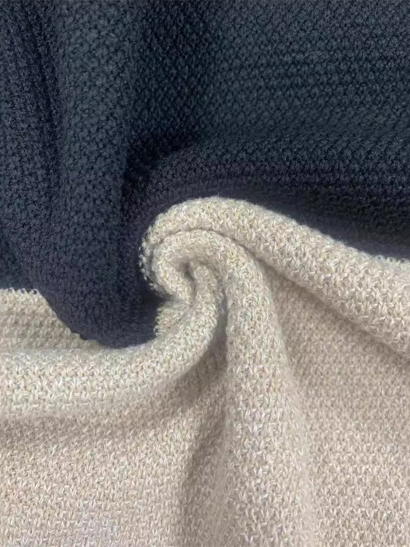 Women's Long Sleeve Scoop Neck Colorblock Sweater Tops