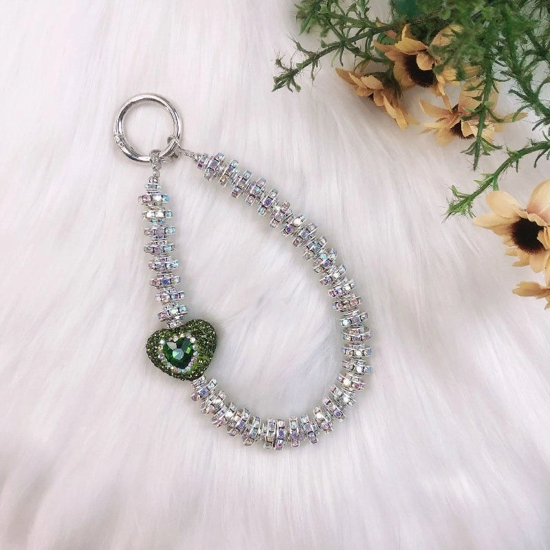 IG Style Shiny Ball Beaded Beaded Inlay Rhinestones Bag Pendant Keychain
