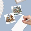 (US Only)6PCS DIY Diamond Art Greeting Cards Xmas House Congratulations Thank You Cards