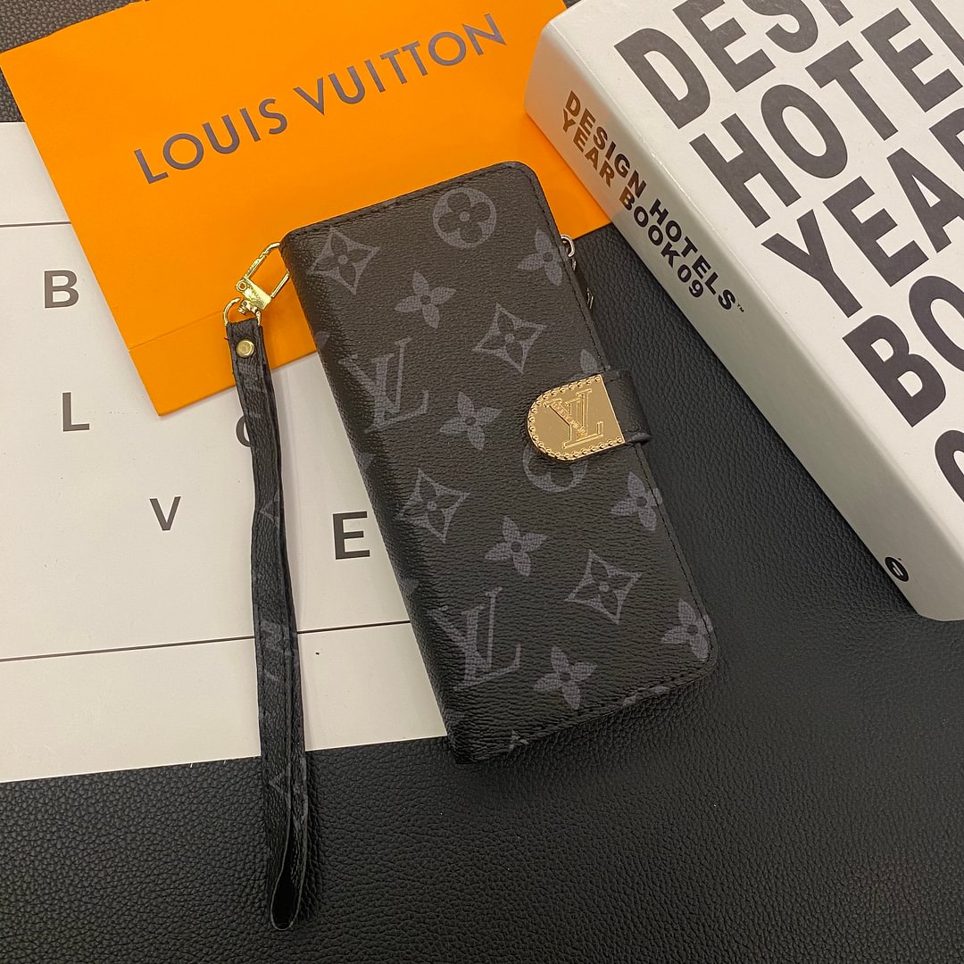 Monogram LV canvas leather wallet iPhone Samsung mobile phone case