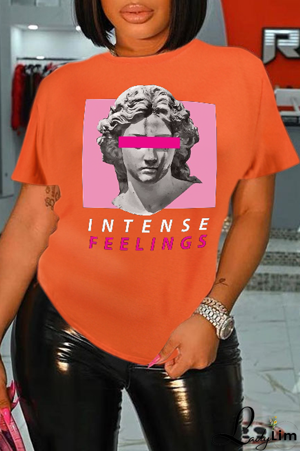 Black Street Daily Print Patchwork O Neck T-Shirts