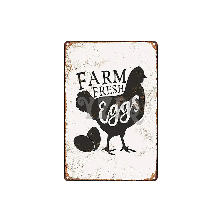Œufs frais de la ferme de poulet - enseignes en étain vintage / enseignes en bois - 7.9x11.8in et 11.8x15.7in