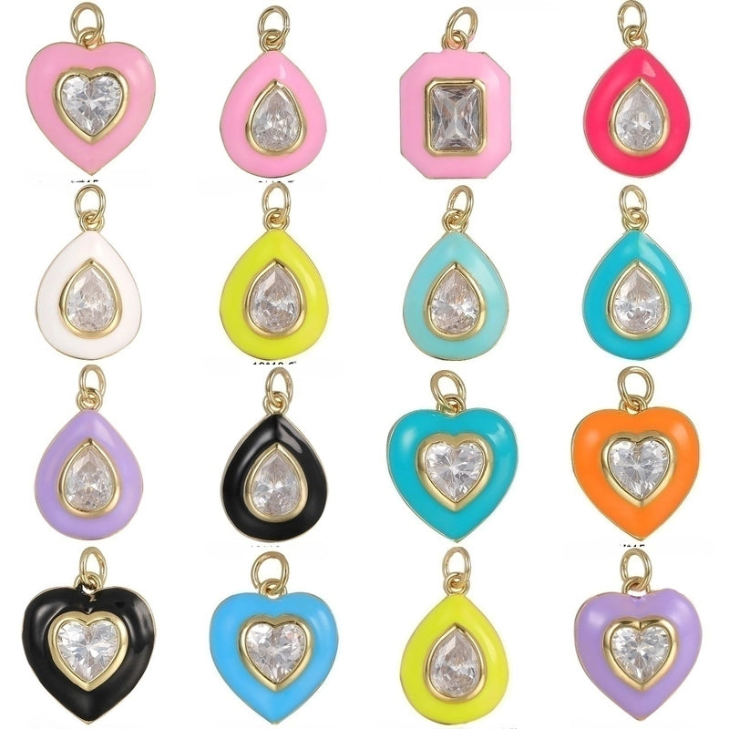 1 Piece 29 * 16mm Copper Artificial Gemstones Heart Shape Jewelry Accessories Pendant Chain