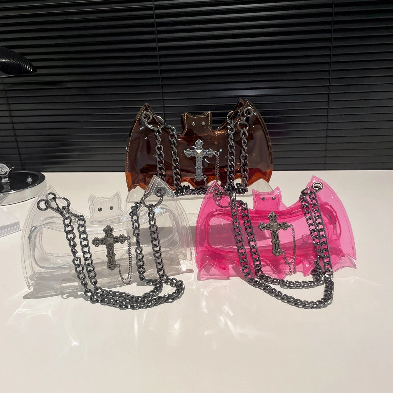 Halloween Women's Small PVC Bat Streetwear Transparent Square Zipper Shoulder Bag Crossbody Bag